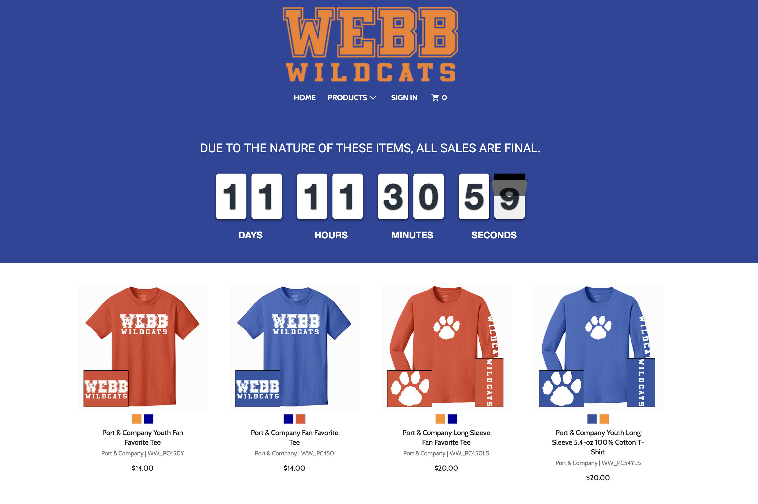 Webb Wildcats 2019 Shop